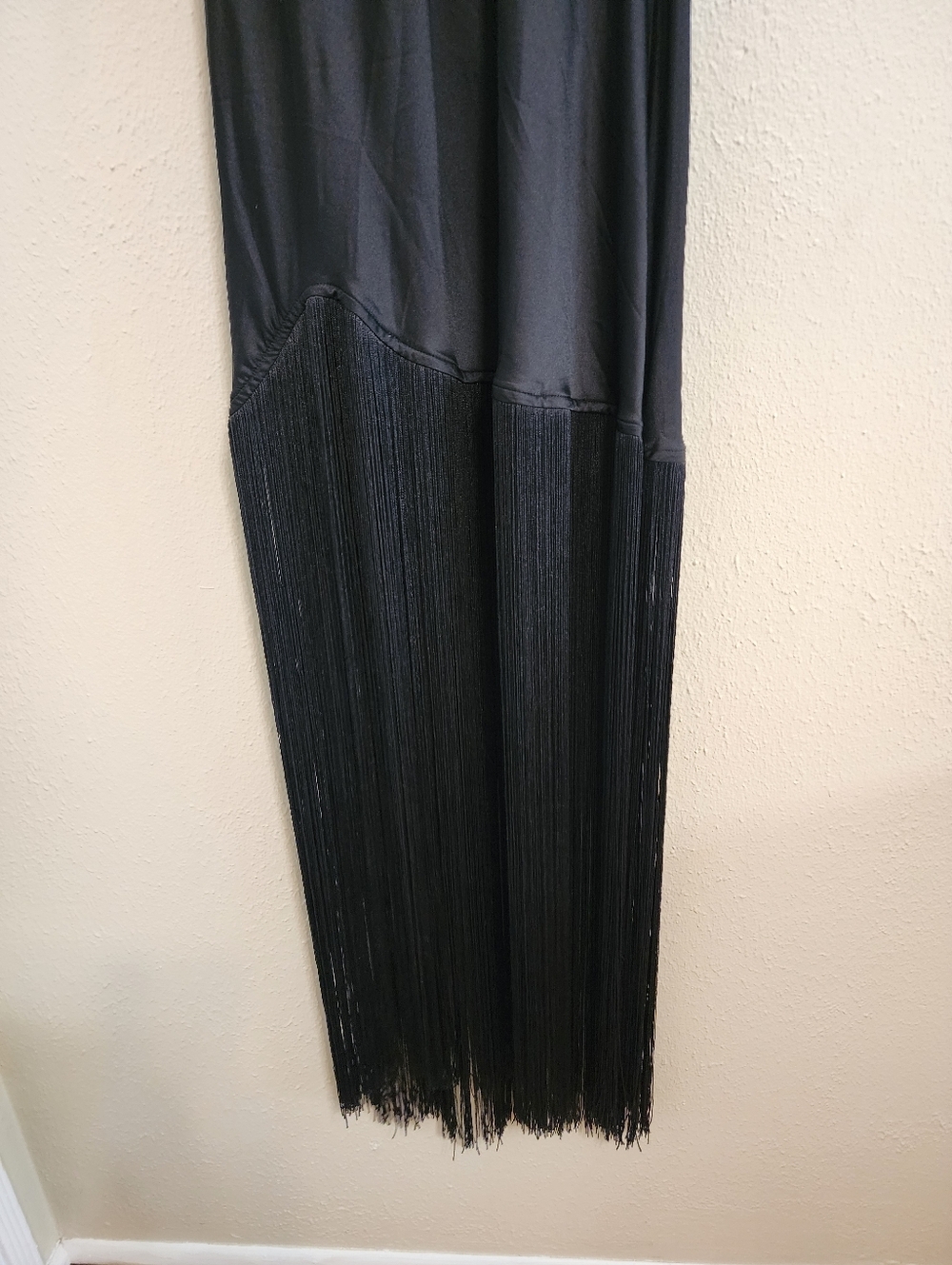 Show Me Your Mumu Jasmine Fringe Maxi Black Luxe Satin Dress XS Wedding Party - Picture 9 of 12